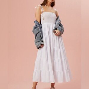 NWT Altar'd State Quinn Smocked White Maxi Dress. Size Medium